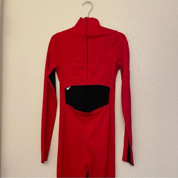 Weissman Elite Dance Costume unitard jumpsuit Black red Destinations MT11202 SA - Picture 5 of 13